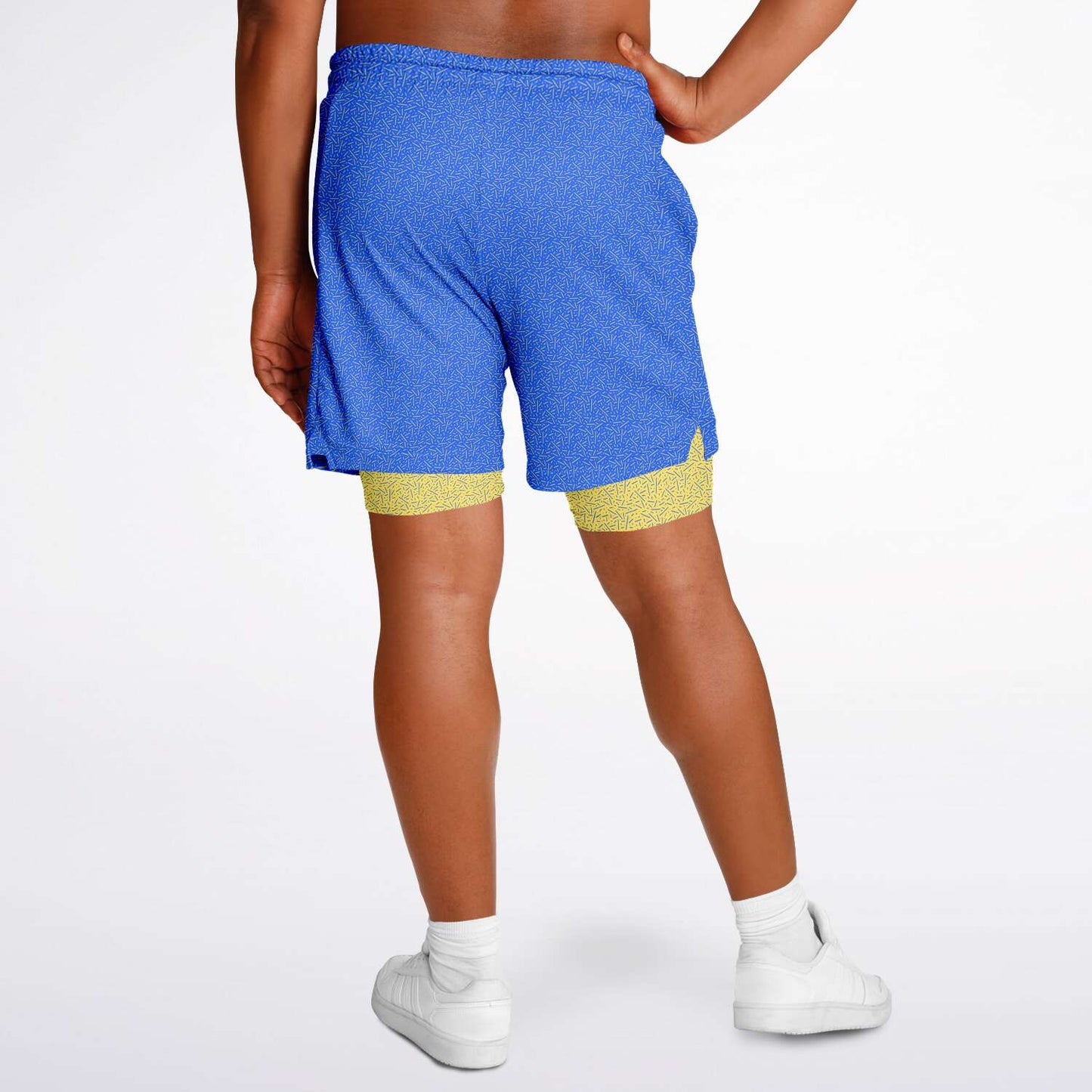 Blue\Yellow Men's 2-in-1 Shorts - AOP