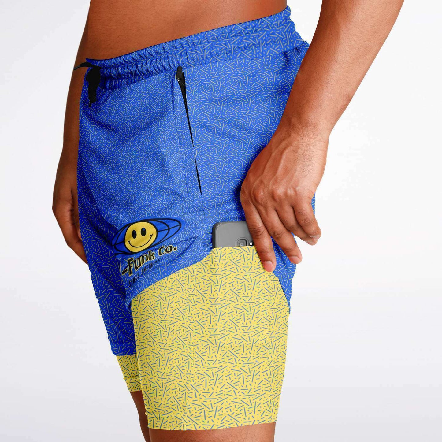 Blue\Yellow Men's 2-in-1 Shorts - AOP