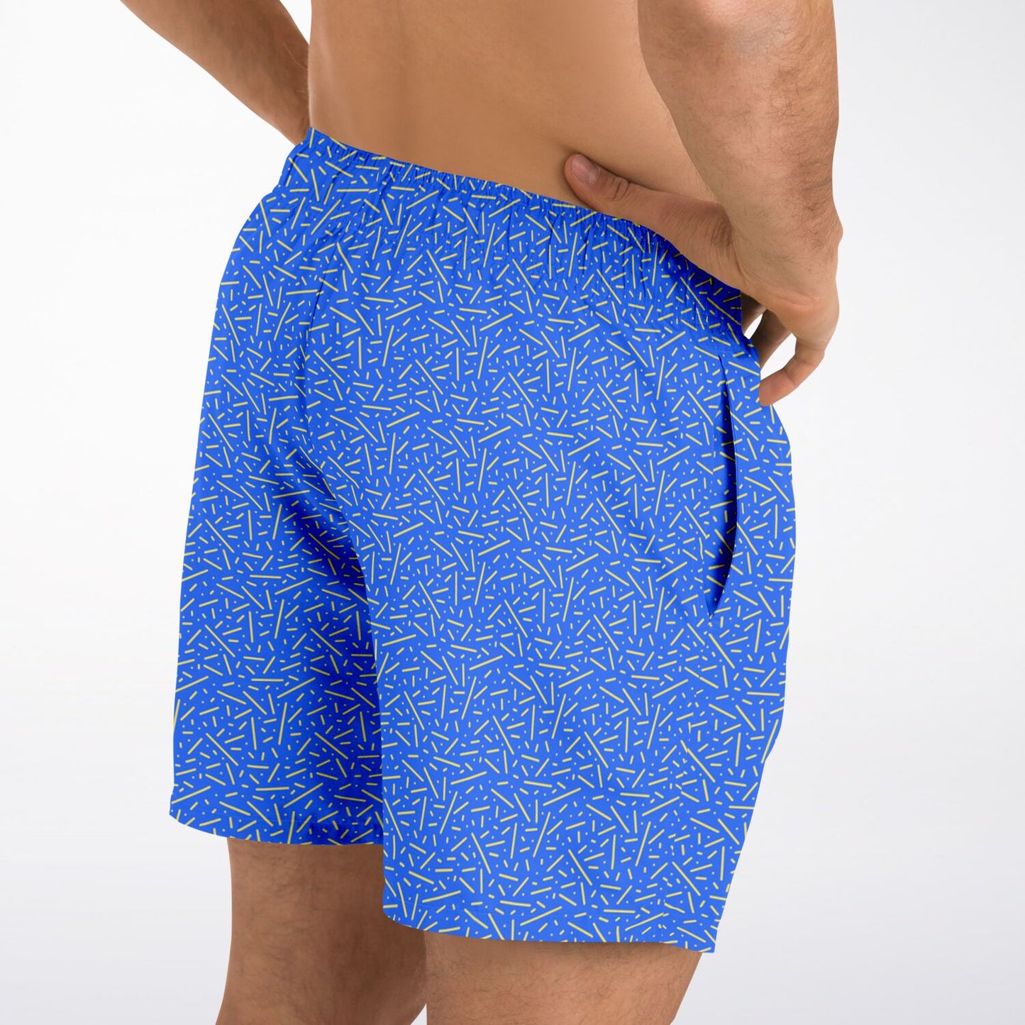 Blue\Yellow Swim Trunks Men - AOP