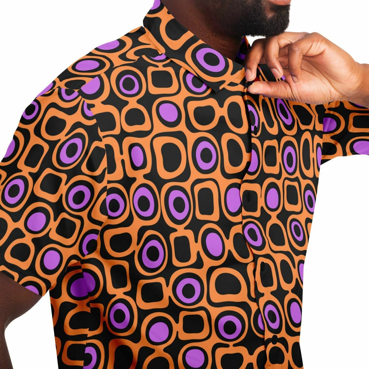 Grapes & Peaches Short Sleeve Button Down Shirt - AOP