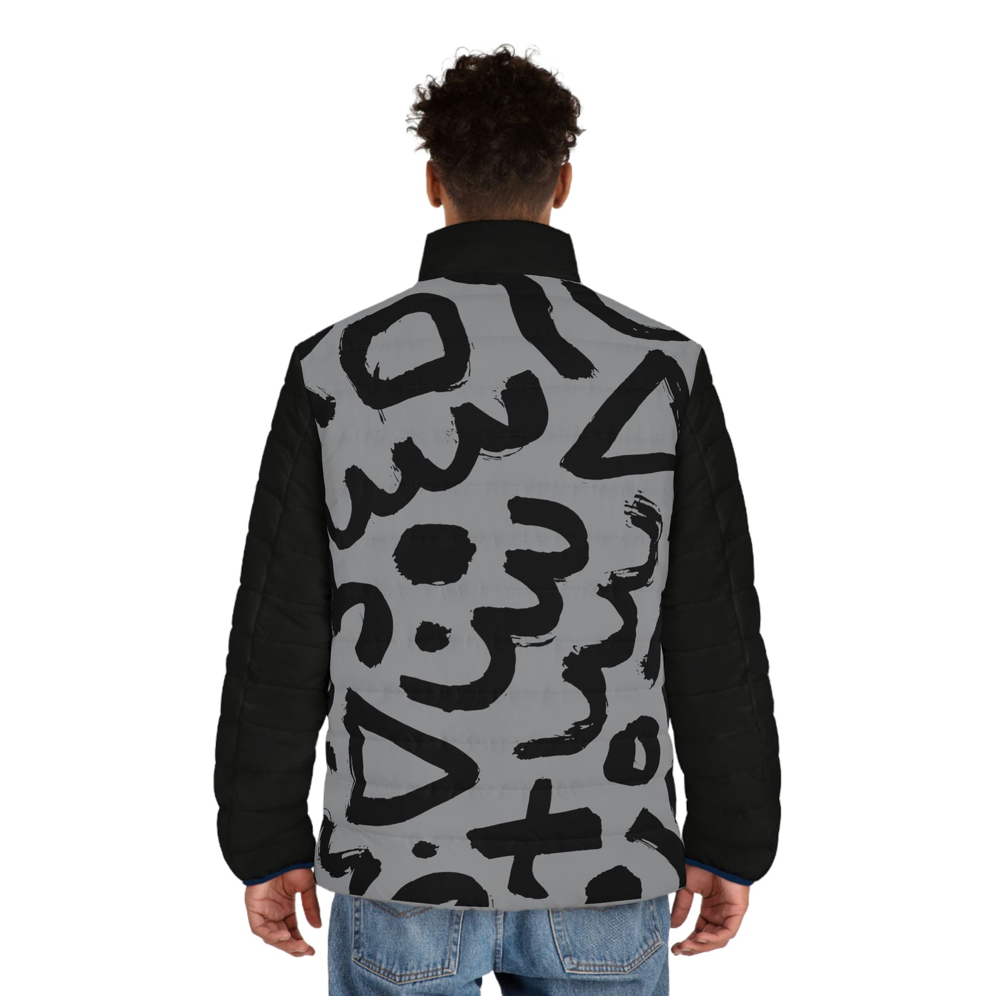 90s  Style Men's Puffer Jacket (AOP)
