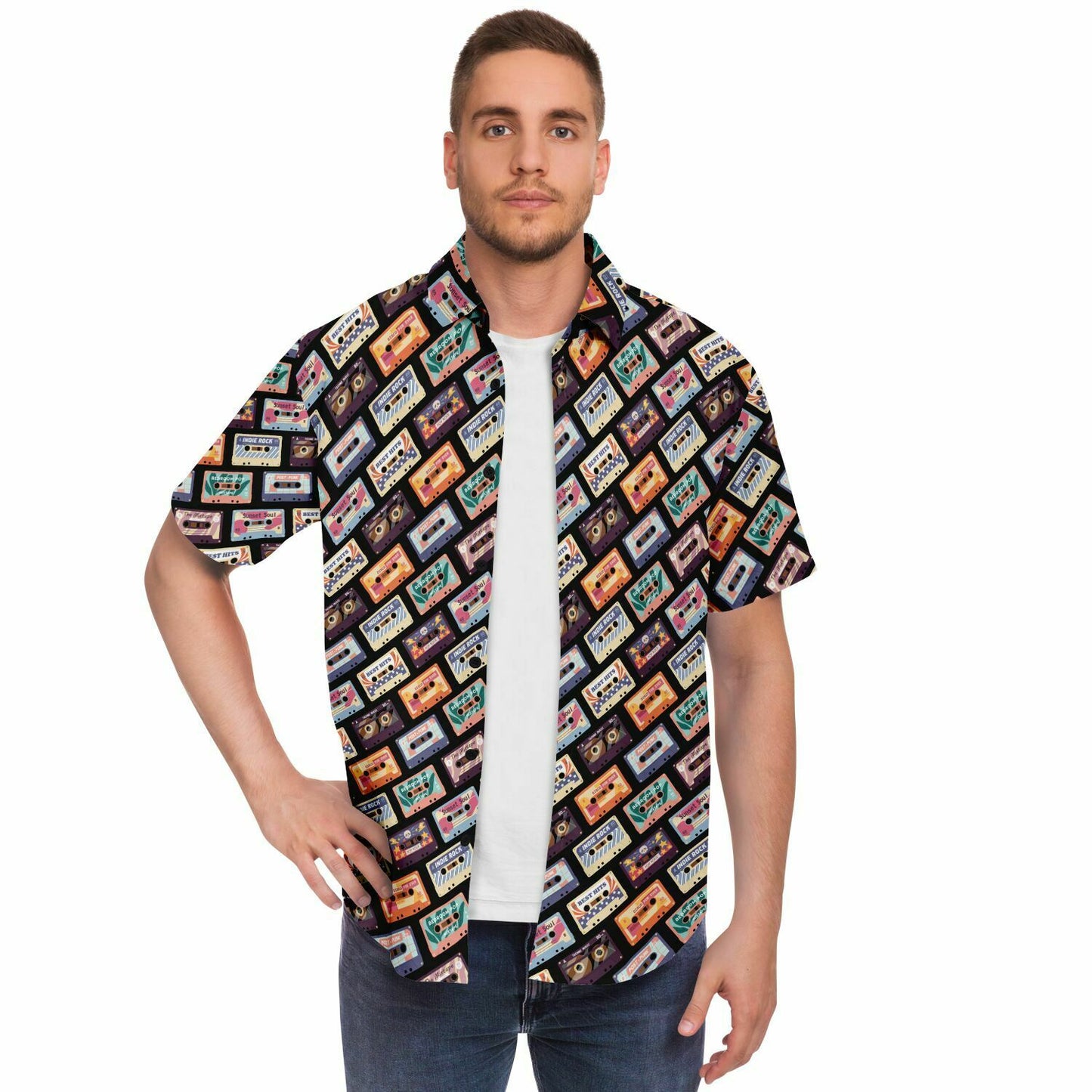 Mixtapes Short Sleeve Button Down Shirt - AOP