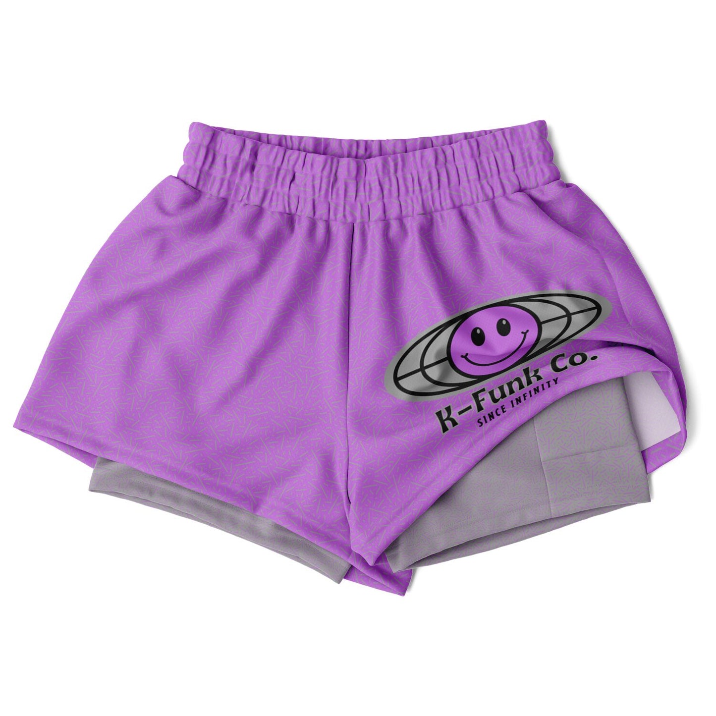 Purple\Gray Women's 2-in-1 Shorts - AOP