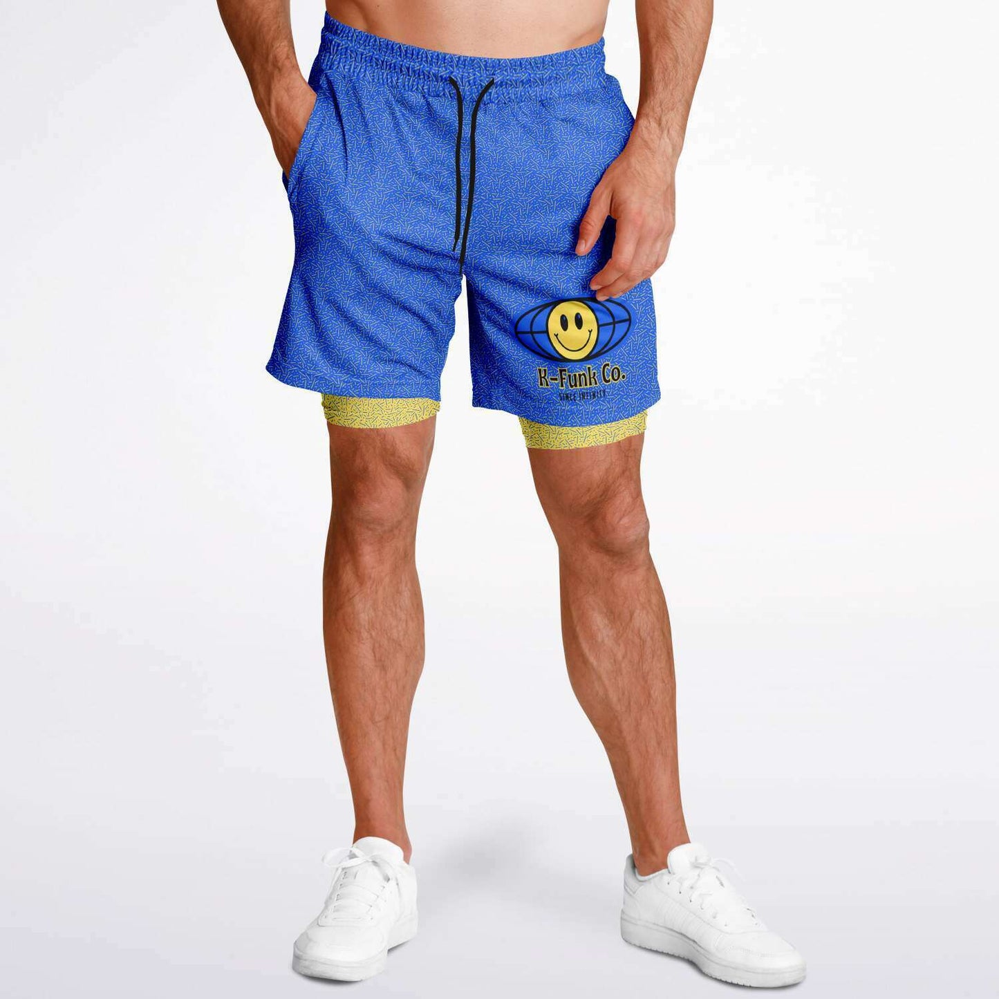 Blue\Yellow Men's 2-in-1 Shorts - AOP