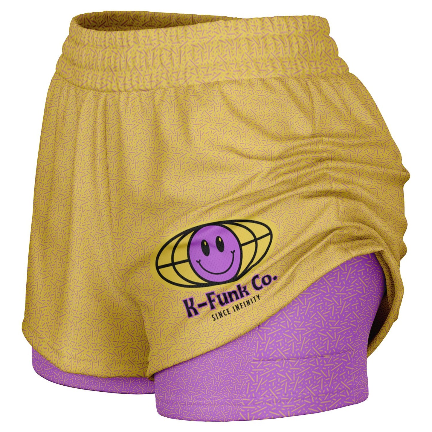 K-Funk Co. Yellow\Purple Since Infinity Women's 2-in-1 Shorts - AOP